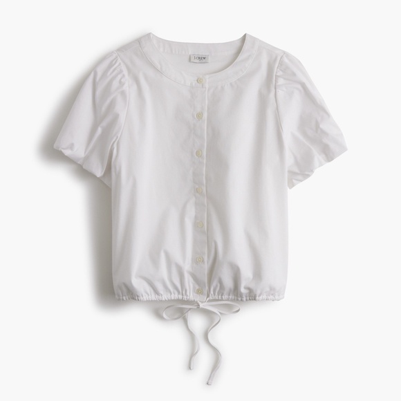 New J.CREW Puff-Sleeve Tie-Waist Top in White $79 CK750 - Picture 2 of 4